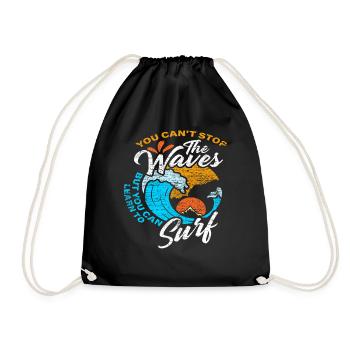 Surfing waves - Drawstring Bag - black - Front