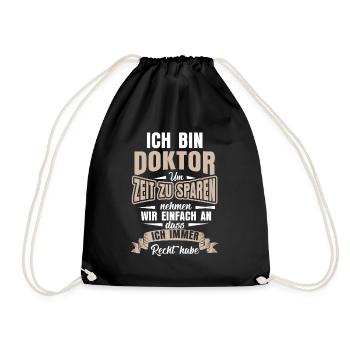 Doktor Doktortitel Studium - Turnbeutel - Schwarz - Vorne