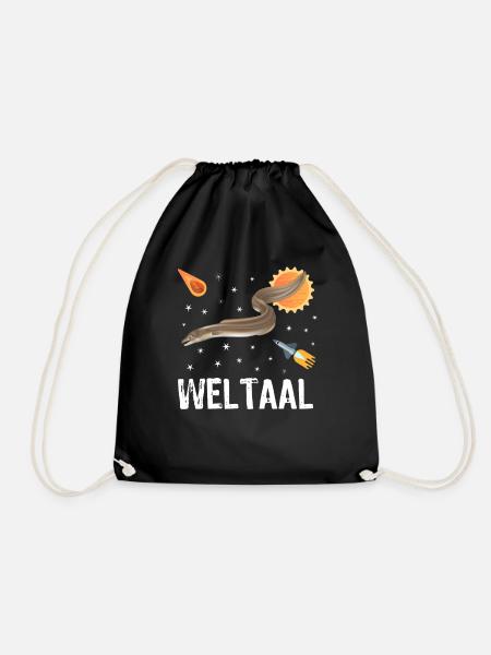 Lustiges Weltaal Angler Aal Wortspiel - Turnbeutel - Schwarz