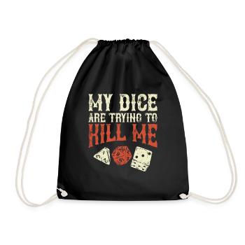 Tabletop nerd geek roleplaying gift - Drawstring Bag - black - Front