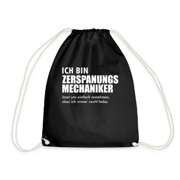 Zerspaner Zerspanungsmechaniker Geschenk - Turnbeutel - Schwarz - Vorne