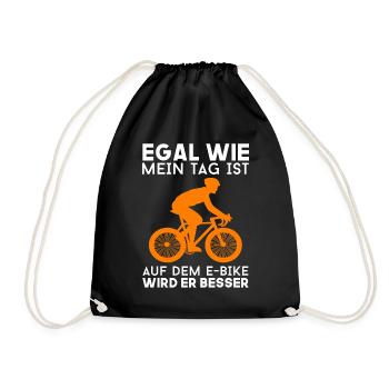 E-Biker E Bike Fahrer - Turnbeutel - Schwarz - Vorne