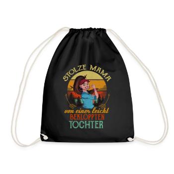 Stolze Mama Mutter Tochter Eltern - Turnbeutel - Schwarz - Vorne