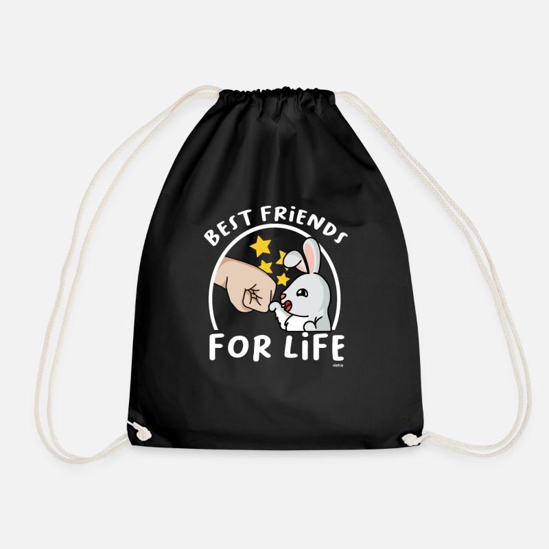 Best Friends for Life rabbit rabbit - Drawstring Bag - black