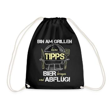 Grillen lustig Geschenkidee Mann Design - Turnbeutel - Schwarz - Vorne