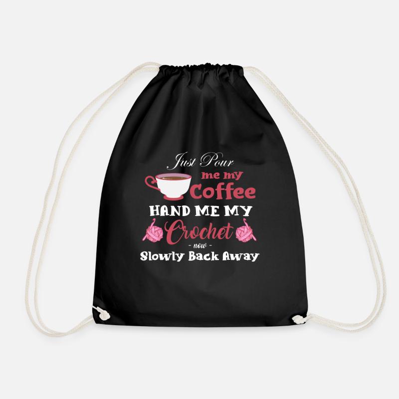 Häkeln, Häkeln Kaffee - Turnbeutel - Schwarz