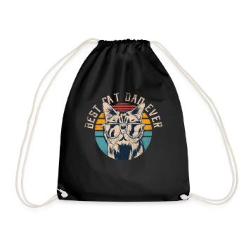 Best Cat Dad Ever - Drawstring Bag - black - Front
