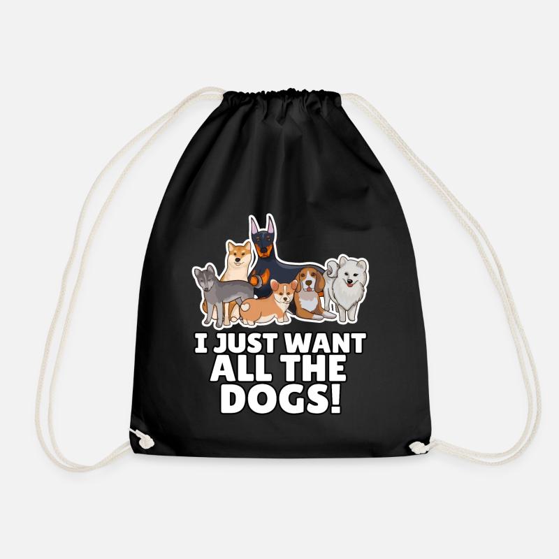 Dog dogs dog lovers - Drawstring Bag - black