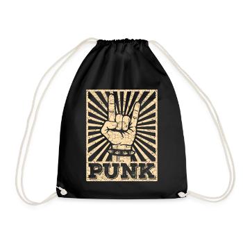 Punk music anarchy punk rock band concert gift - Drawstring Bag - black - Front