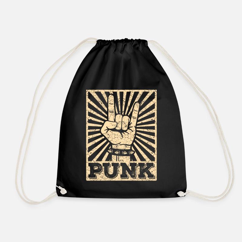 Punk music anarchy punk rock band concert gift - Drawstring Bag - black