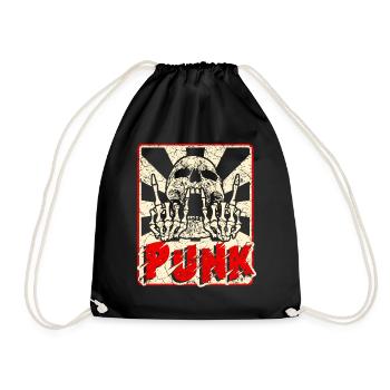 Punk music anarchy punk rock band concert gift - Drawstring Bag - black - Front