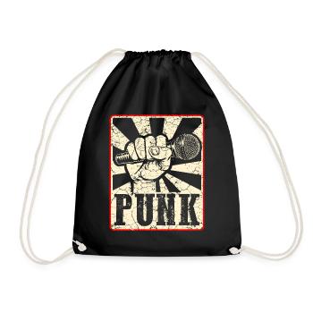 Punk music anarchy punk rock band concert gift - Drawstring Bag - black - Front