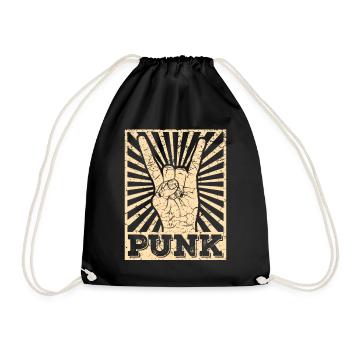 Punk music anarchy punk rock band concert gift - Drawstring Bag - black - Front