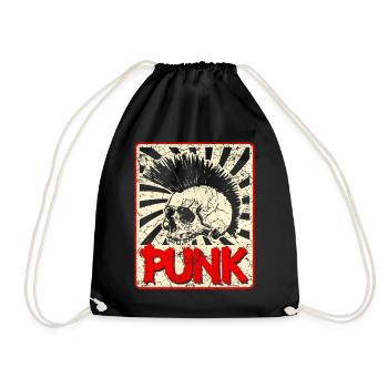 Punk music anarchy punk rock band concert gift - Drawstring Bag - black - Front