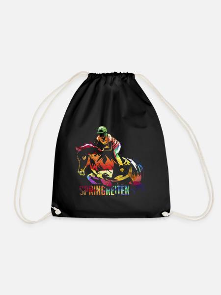 Springreiten Springreiter Geschenk - Turnbeutel - Schwarz