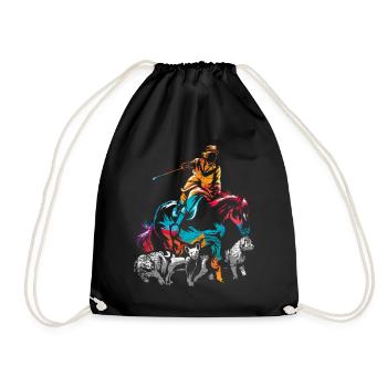 Geschenk Schleppjagd Jagdreiten - Turnbeutel - Schwarz - Vorne