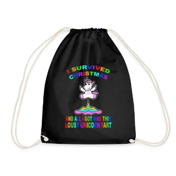 Furzendes Einhorn Mittelfinger Einhorn Xmas - Turnbeutel - Schwarz - Vorne