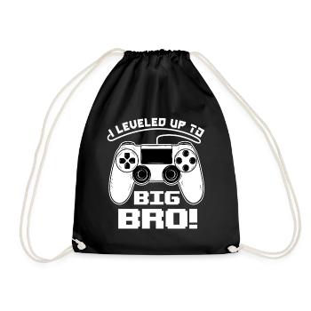 I Leveled Up To Big Bro - Drawstring Bag - black - Front