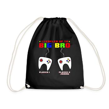 I Leveled Up To Big Bro - Drawstring Bag - black - Front