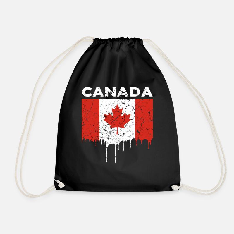 Canada flag - Drawstring Bag - black