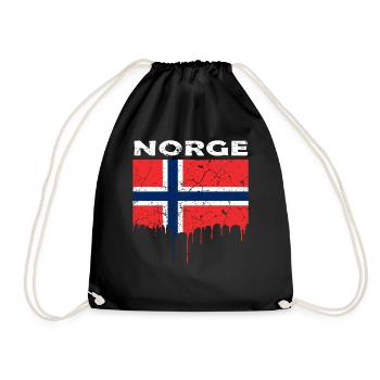 Norwegen Flagge - Turnbeutel - Schwarz - Vorne