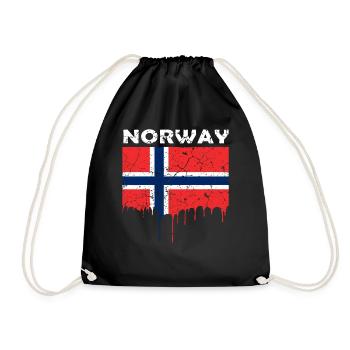 Norway Flag - Drawstring Bag - black - Front