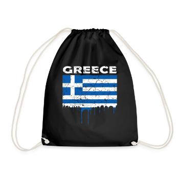 Greece flag - Drawstring Bag - black - Front