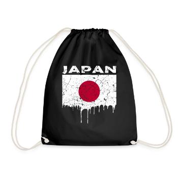 Japan Flagge - Turnbeutel - Schwarz - Vorne