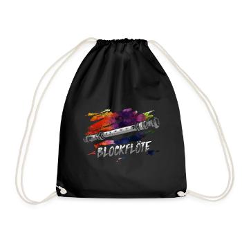 Blockflöte Flöte Geschenk - Turnbeutel - Schwarz - Vorne