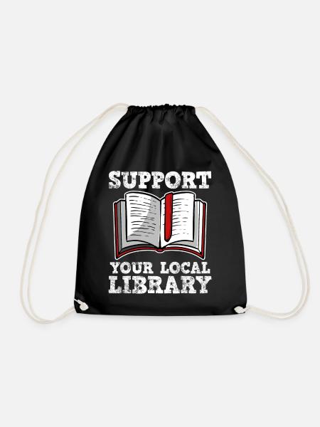 library - Drawstring Bag - black