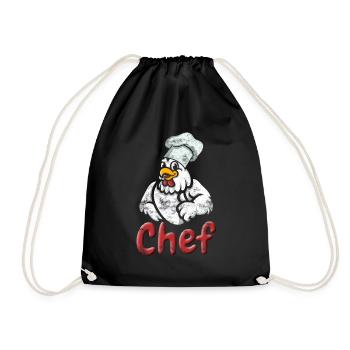 Chef chicken cooking kitchen baking gift - Drawstring Bag - black - Front