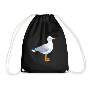 Tshirt mouettes oiseaux de mer - Sac de sport léger - noir - Devant