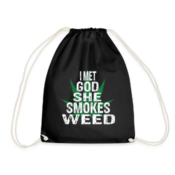 smoke marijuana - Drawstring Bag - black - Front