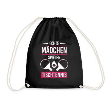 Echte Mädchen Tischtennis Tischtennispielerin - Turnbeutel - Schwarz - Vorne