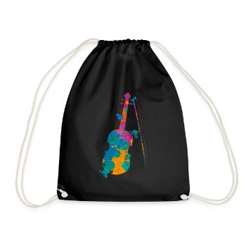 Violine Geige Geigenspieler Geschenk - Turnbeutel - Schwarz - Vorne