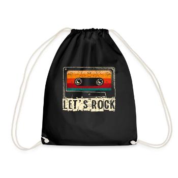 Rock and Roll Retro Rock n Roll music gift - Drawstring Bag - black - Front