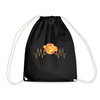 Rose, heartbeat, roses, flower, heart, frequency - Drawstring Bag - black - Front