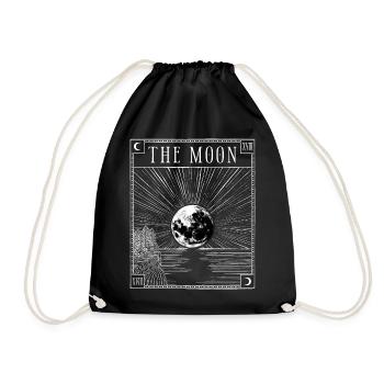 Moon Tarot Card XVIII Occult Witchcraft Gothic - Drawstring Bag - black - Front