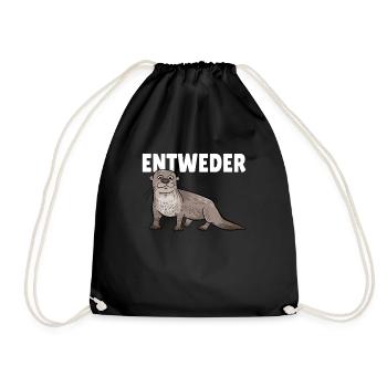 Lustiges Otter Wiesel Tier Geschenk Kind Papa Mama - Turnbeutel - Schwarz - Vorne
