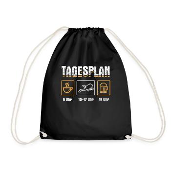 Tagesplan Kaffee Tauchen Bier Taucher Schnorchler - Turnbeutel - Schwarz - Vorne