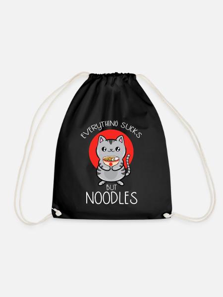 Everything Sucks But Noodles - Drawstring Bag - black