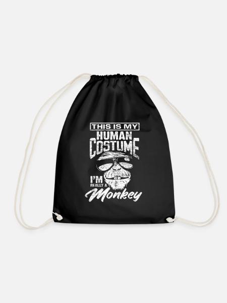 monkey - Drawstring Bag - black