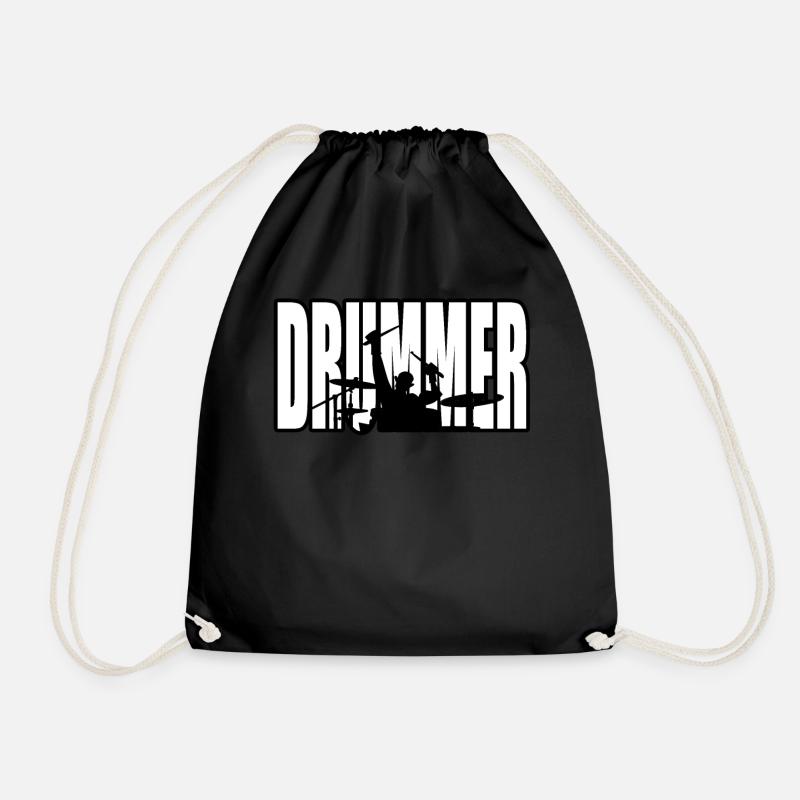 Drummer drummer drummer - Drawstring Bag - black