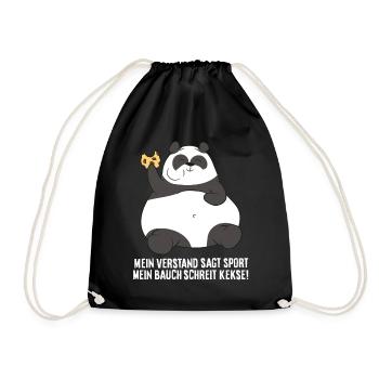 Panda Kekse Geschenk Geschenkidee Idee Süß - Turnbeutel - Schwarz - Vorne