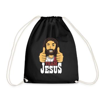 Team Jesus Konfirmation Geschenk - Turnbeutel - Schwarz - Vorne