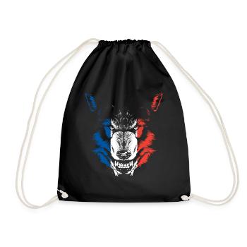 France flag wolf - Drawstring Bag - black - Front