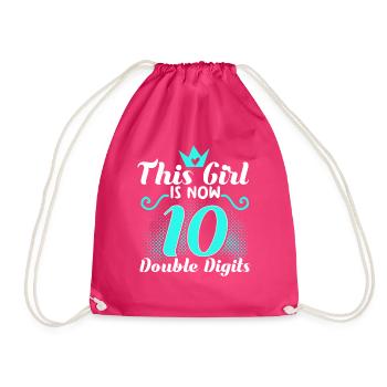 10th birthday girl - Drawstring Bag - fuchsia - Front