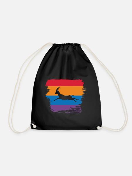 Gazelle retro and vintage flag - Drawstring Bag - black