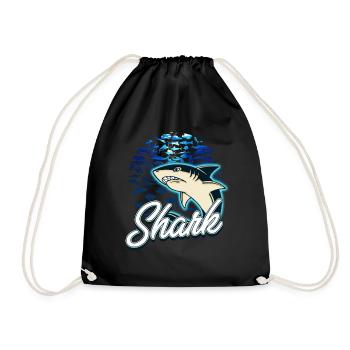 shark - Drawstring Bag - black - Front