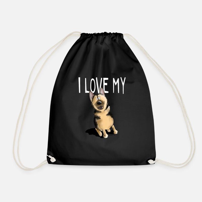 Lustiger Deutscher Schäferhund Mit Spruch I Love - Turnbeutel - Schwarz